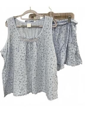Croft & Barrow Intimates Womens Blue Pajama Top And Shorts Set Size XL